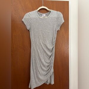Gray Ruched T-Shirt Dress